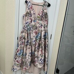 Pink with flowers high low event dress- size 14